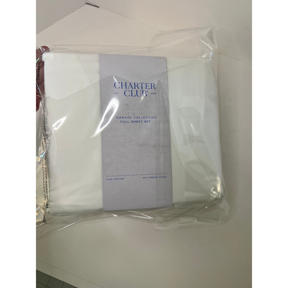 Charter Club Damask Collection Full Sheet Set 550 Thread Count 100% Cotton NIP